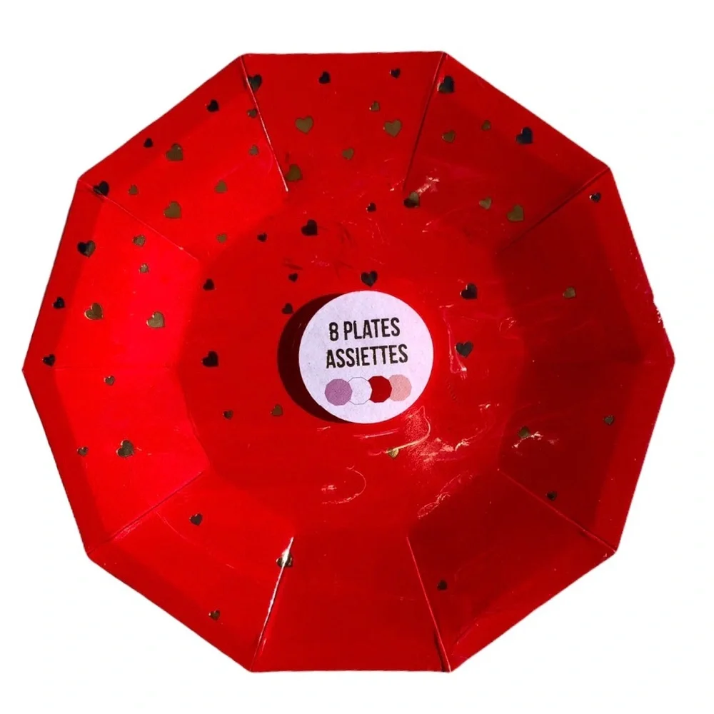 Meri Meri Valentines Day Heart Shaped Napkins & Decagon Paper Plates Bundle